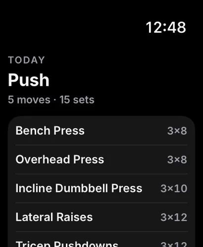 Today's workout on Apple Watch